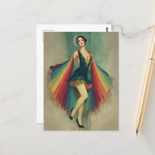 Carte Postale Une femme magnifique dans un Cap Arc-en-Ciel
