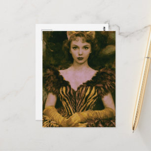 Carte Postale Une femme magnifique dans une robe à motif de gros