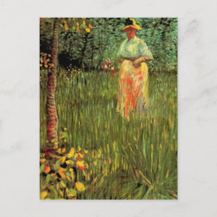 Carte Postale Une femme marchant dans un jardin par Vincent van 