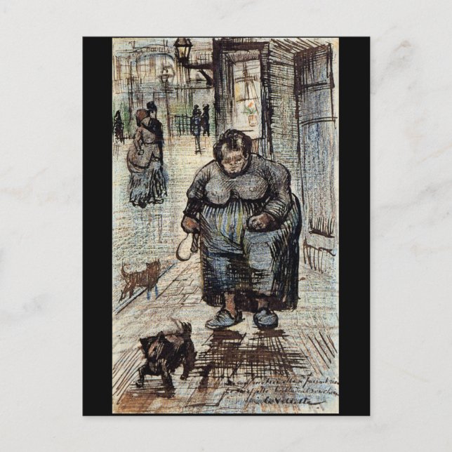Carte Postale Une femme marche son chien par Vincent Van Gogh (Devant)
