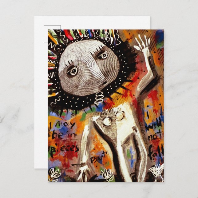 Carte Postale Une femme qui essaie au bord du gouffre (Devant / Derrière)