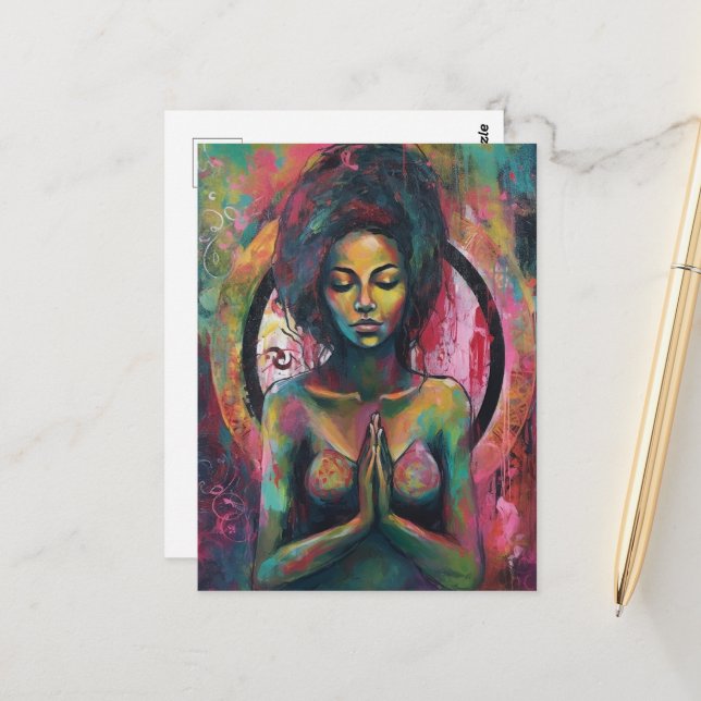 Carte Postale Une femme qui prie magnifique (Devant/Arrière en situation)