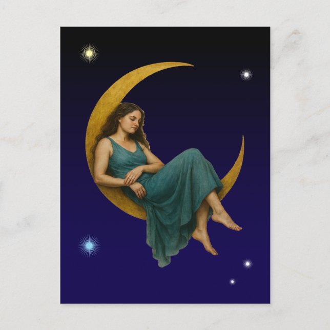 Carte Postale Une Femme Sur Une Lune Croissante (Devant)