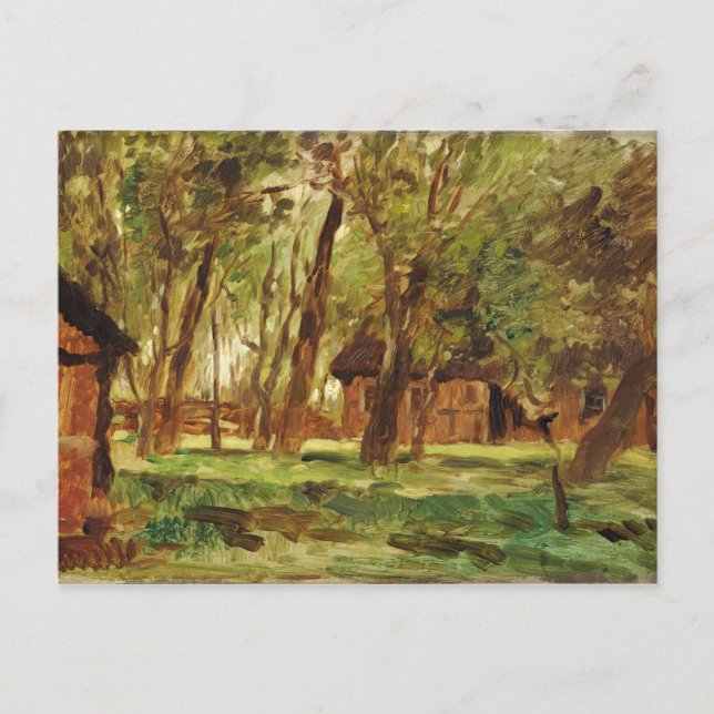 Carte Postale Une ferme sous les arbres (Devant)