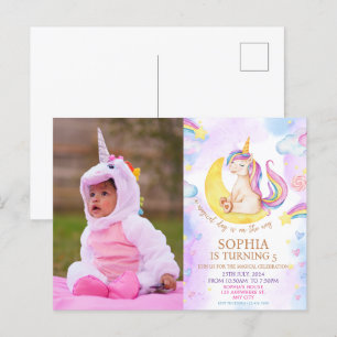 Carte Postale Une fête d'anniversaire licorne magique et arc-en-