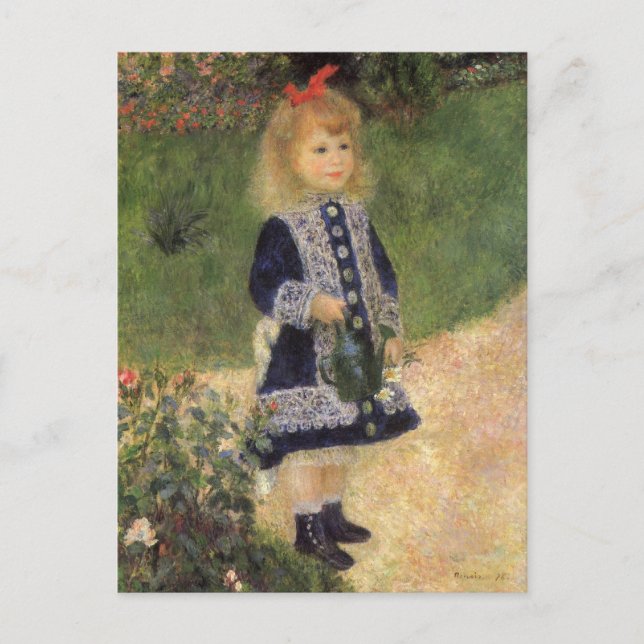 Carte Postale Une fille à la canne d'arrosage par Pierre Renoir (Devant)