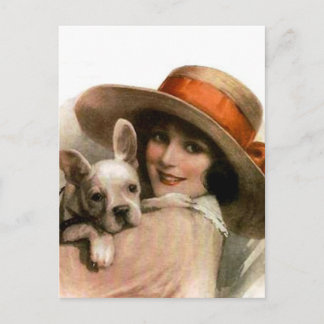 Carte Postale Une fille et son chien