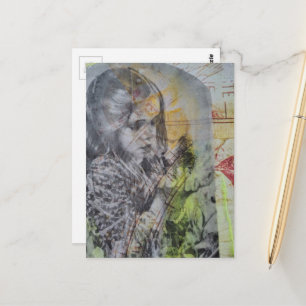 Carte Postale Une fille rétro attrapant des papillons