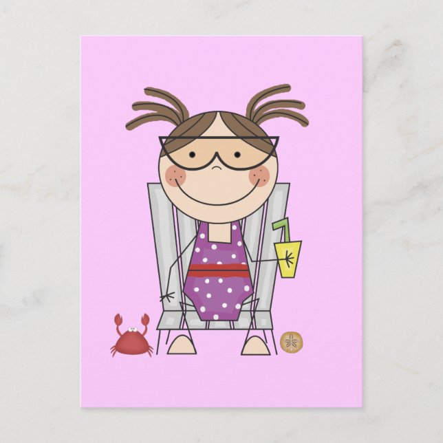 Carte Postale Une fille se détendre à la plage Tshirts et cadeau (Devant)