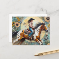 Une fille sur un cheval Pintoloosa