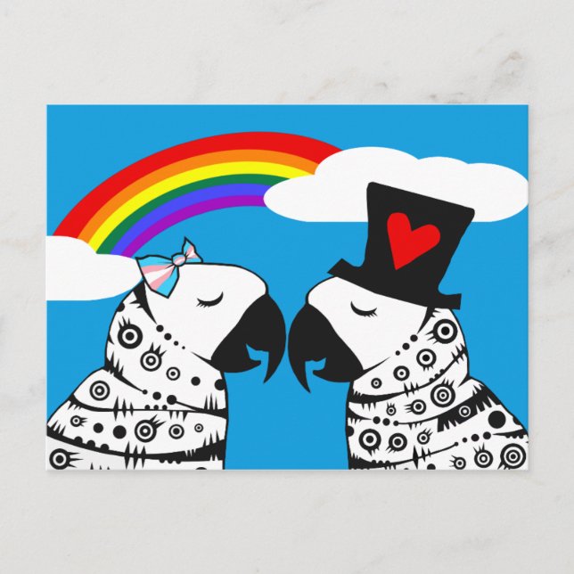 Carte Postale Une fille transgenre perroquet avec un petit ami (Devant)