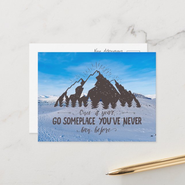 Carte Postale Une fois par an, allez quelque part (Devant/Arrière en situation)