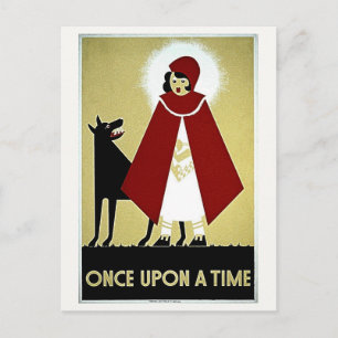 Carte Postale Une fois sur une affiche, chaperon rouge et loup