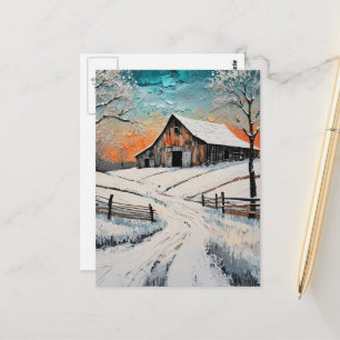 Carte Postale Une grange d'hiver