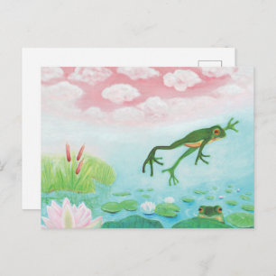 Carte Postale Une Grenouille S'Enfonce Dans L'Étang Illustration