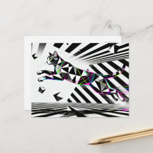 Carte Postale Une illusion d'optique de chat noir et blanc