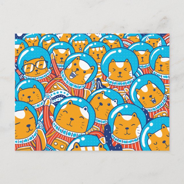 Carte Postale Une illustration mignonne d'une foule de chatstron (Devant)