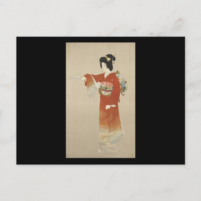 Carte Postale Une Japonaise À Kimono (Devant)