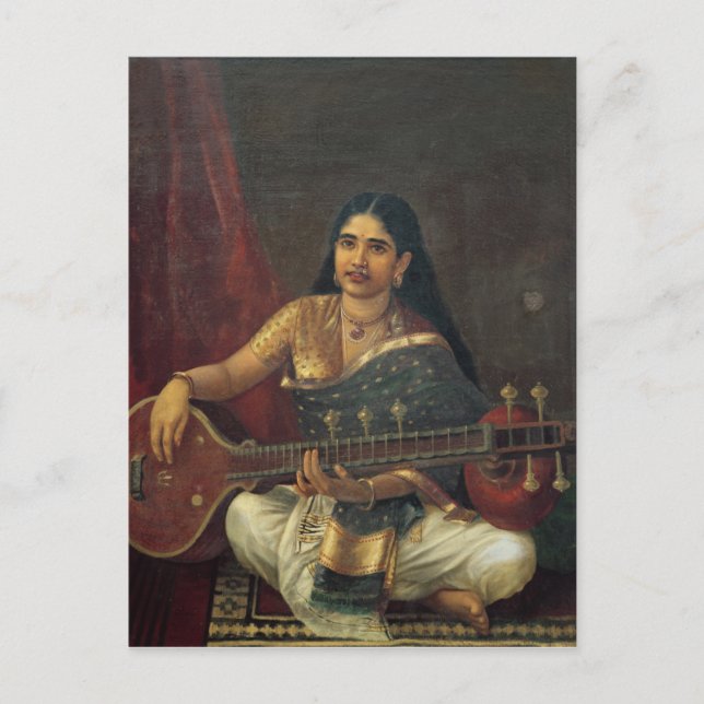 Carte Postale Une jeune femme avec une veena (Devant)
