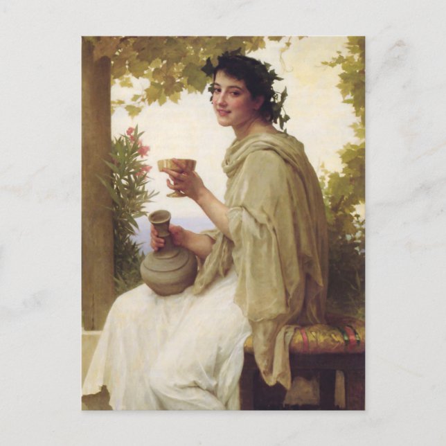 Carte Postale Une jeune femme boit du vin (Devant)