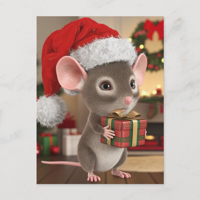 Carte Postale Une jolie souris de Noël (Devant)