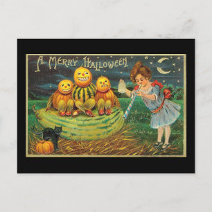 Carte Postale Une joyeuse Citrouille d'Halloween Melons fille Vi
