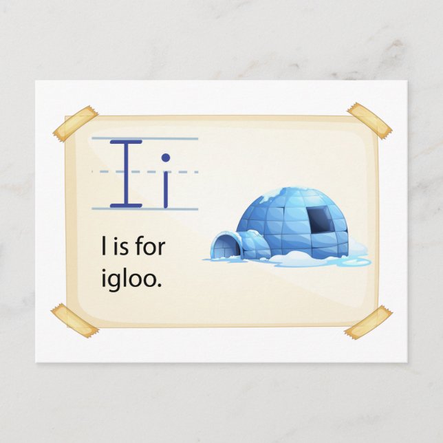 Carte Postale Une lettre I pour igloo (Devant)