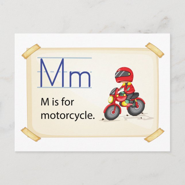 Carte Postale Une lettre M pour moto (Devant)