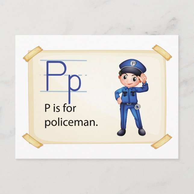 Carte Postale Une lettre P pour le policier (Devant)