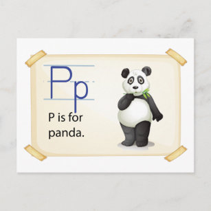 Carte Postale Une lettre P pour panda