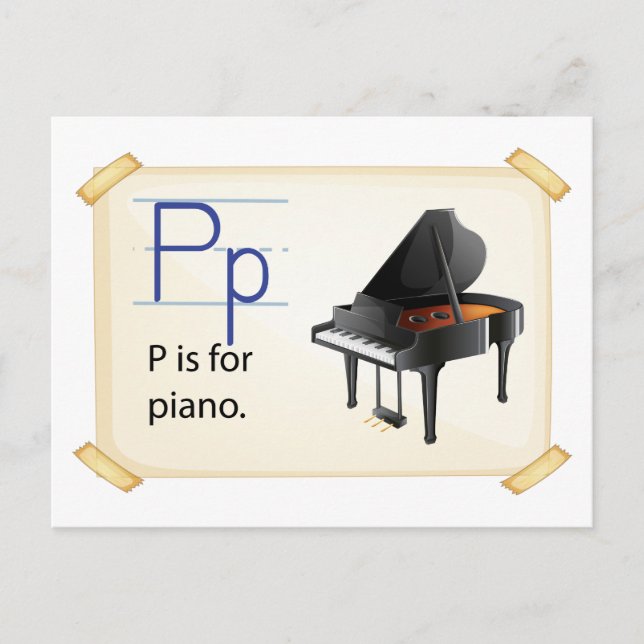 Carte Postale Une lettre P pour piano (Devant)