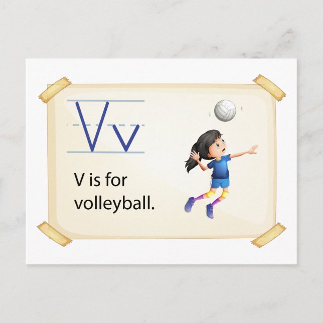 Carte Postale Une lettre V pour le volley-ball (Devant)