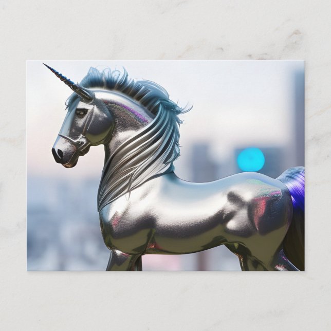 Carte Postale Une licorne d'argent (Devant)