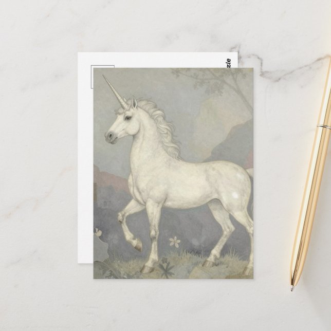 Carte Postale Une licorne magnifique  (Devant/Arrière en situation)