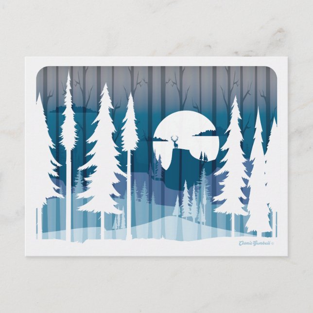 Carte Postale Une longue nuit d'hiver dans la forêt oubliée - (Devant)