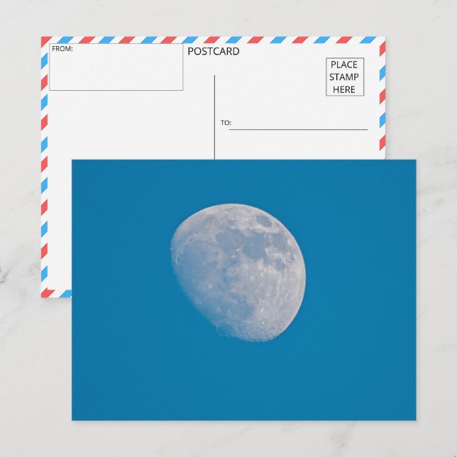 Carte Postale Une Lune sereine contre un ciel bleu clair (Devant / Derrière)