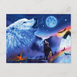 Carte Postale Une meute de loups une nuit noire