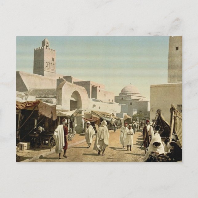 Carte Postale Une mosquée dans la rue principale, Kairwan, Tunis (Devant)