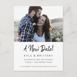 Carte Postale Une Nouvelle Date Moderne Script Mariage Postponto