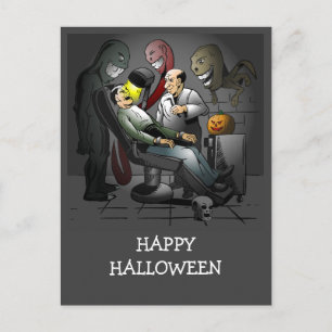 Carte Postale Une nuit d'Halloween chez le dentiste