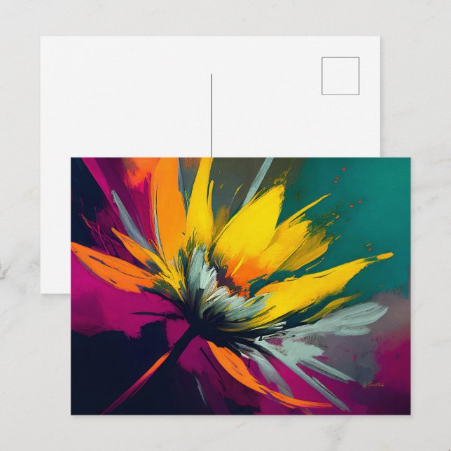 Carte Postale Une odyssée florale – Fleur expressive en mouvemen (Devant / Derrière)