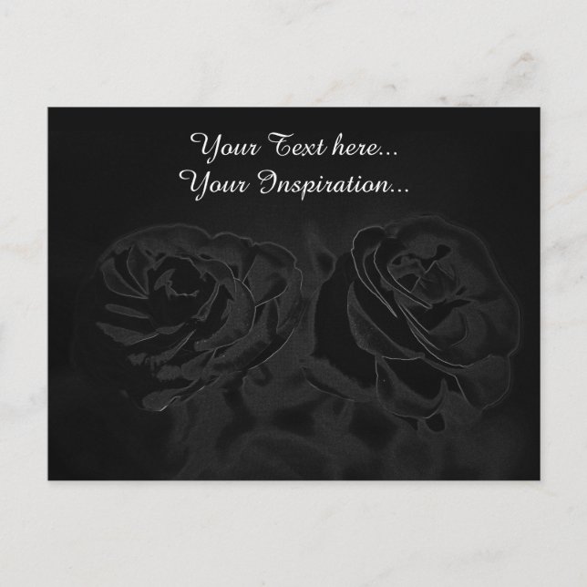 Carte Postale Une paire de roses en noir (Devant)