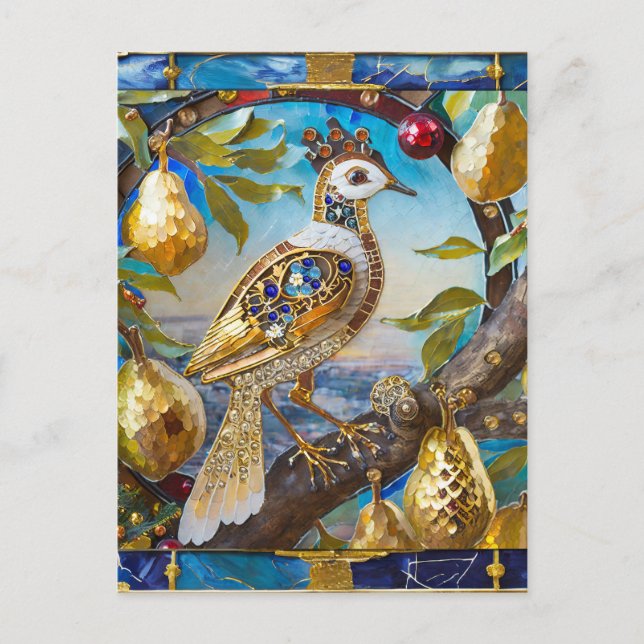 Carte Postale Une perdrix dans un poirier (Devant)