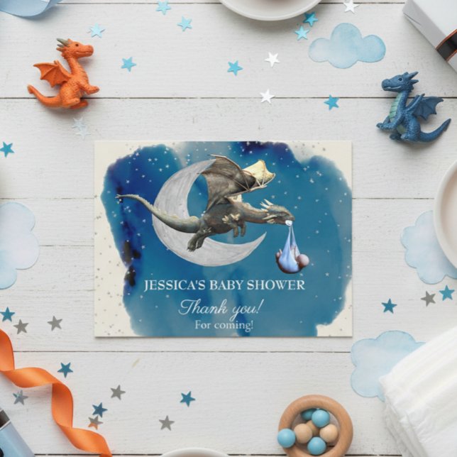Carte Postale Une petite Baby Shower de dragon de chevalier Merc (Créateur téléchargé)