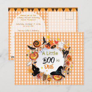 Carte Postale Une petite chouette est due Orange Gingham QR Baby