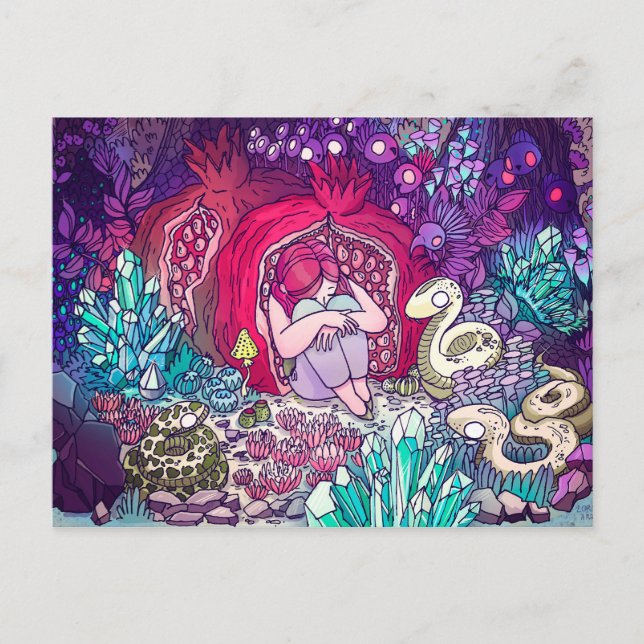 Carte Postale Une petite fille se cachant dans une grenade (Devant)