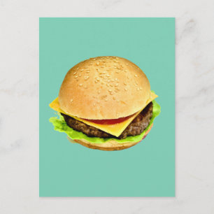 Carte Postale Une photo de gros cheeseburger juteux