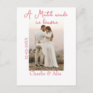 Carte Postale Une photo de mariage rose nom sim faite au ciel
