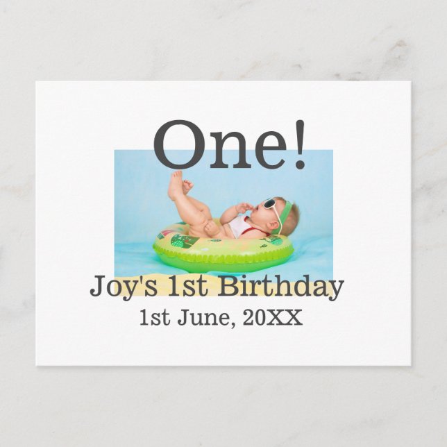 Carte Postale Une photo de premier anniversaire moderne ajouter  (Devant)
