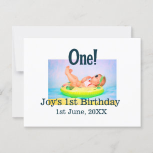 Carte Postale Une photo de premier anniversaire moderne ajouter 